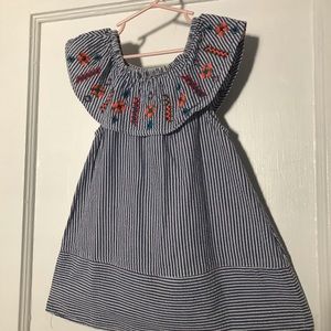 Zara Baby Girl Embroidered blue striped dress